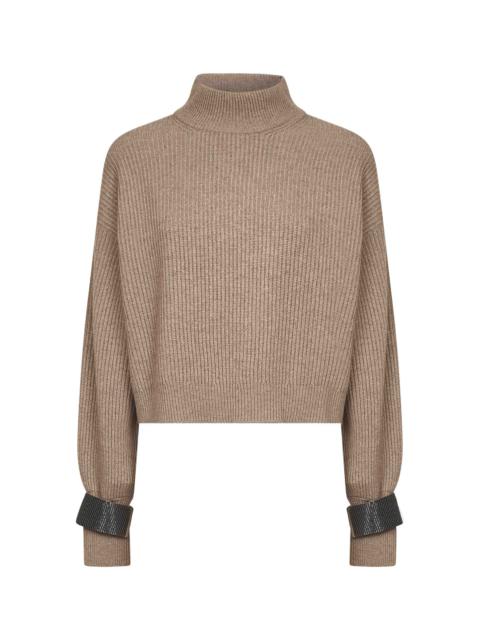 Brunello Cucinelli Women Brown Cashmere Cropped Sweater