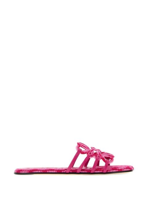 Loewe Loewe Paula's Ibiza Women Pink Canvas Paula S Ibiza Petal Anagram Slippers