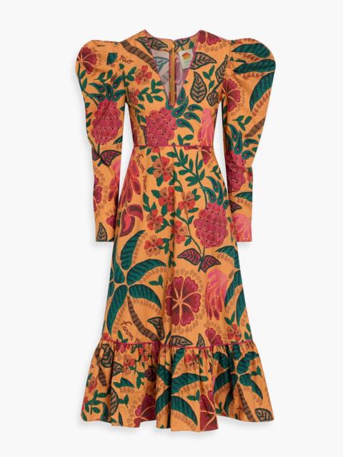 FARM RIO Floral-print cotton-poplin midi dress
