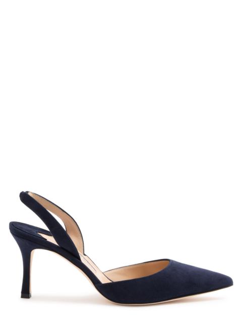 Manolo Blahnik Manolo Blahnik Carolyne 70 Suede Slingback Pumps
