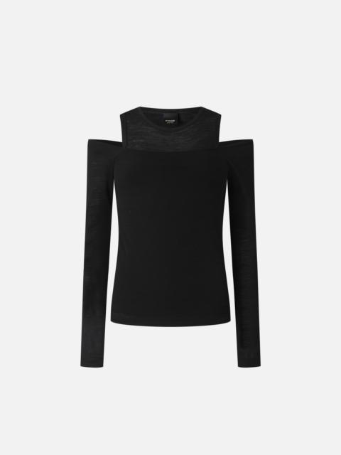 PINKO OFF-THE-SHOULDER WOOL BLEND JERSEY TOP