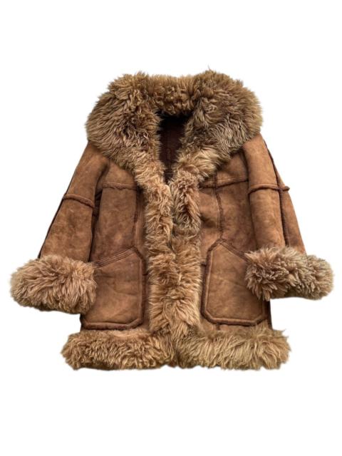 Other Designers Vintage Farlon Fur Long Leather Jacket