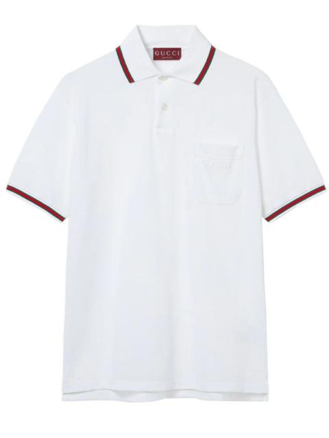 GUCCI Embroidered stretch cotton polo shirt