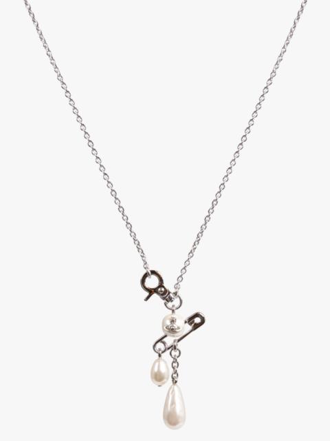 Vivienne Westwood CLAUDE SAFETY PEARL SMALL NECKLACE | SILVER/WHITE