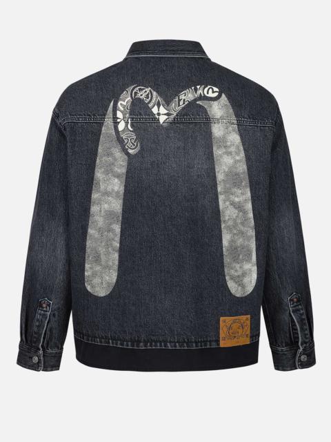 EVISU Daicock and Seagull Print Relax Fit 2-in-1 Denim Worker Shirt Jacket