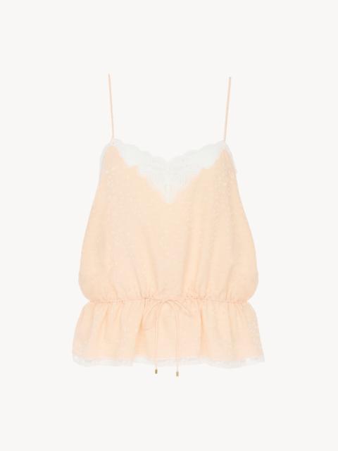 Chloé DRAWSTRING CAMISOLE TOP IN SILK JACQUARD & LACE