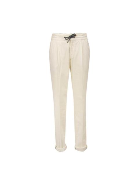 Brunello Cucinelli Brunello Cucinelli Off-White Tailored Drawstring Trousers