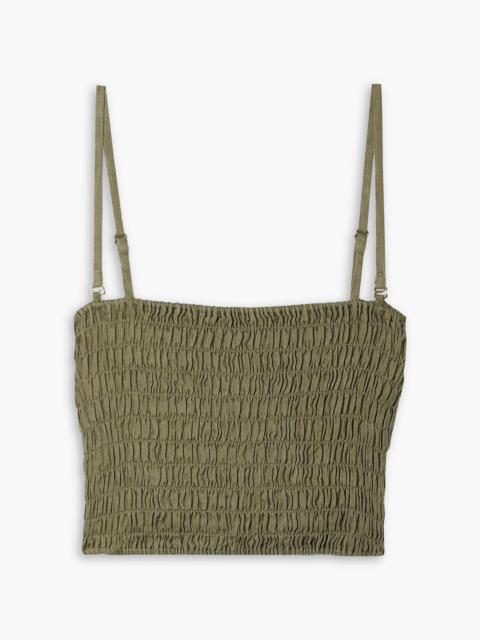 Other Designers Cropped shirred linen top