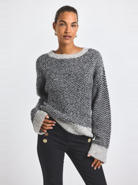DEREK LAM 10 CROSBY ASTRID HERRINGBONE KNIT SWEATER