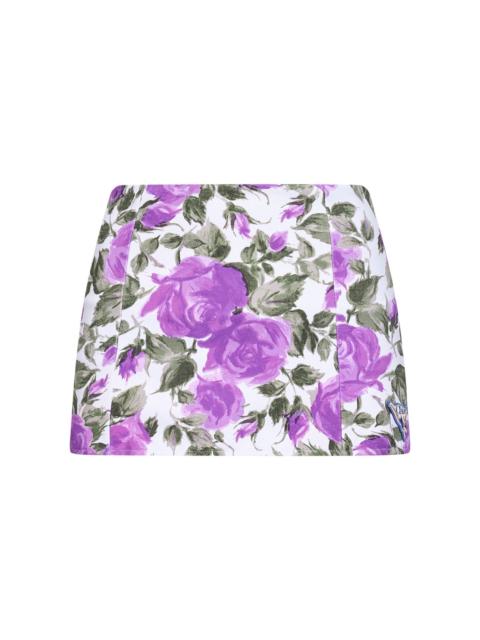 Chloé Chloé Women White And Purple Rose-Print Lycra High-Waisted Swim Skirt