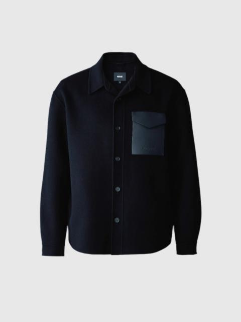 MACKAGE EMMANUEL Double-face wool overshirt with leather patch pocket