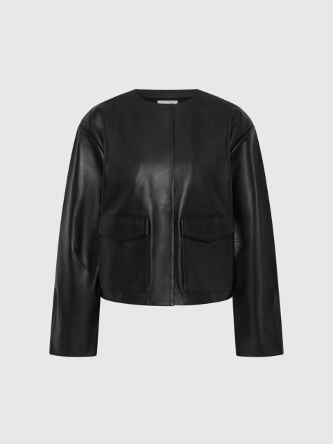 ST. AGNI Utility Cocoon Leather Bomber - Black