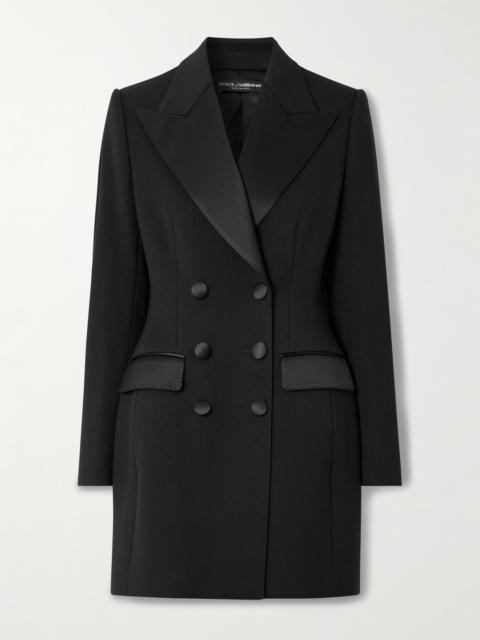 Dolce & Gabbana Double-breasted Silk-blend Satin-trimmed Wool-blend Twill Coat