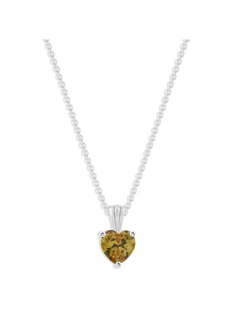 Other Designers DiamondMuse Belacqua Citrine November Birthstone Heart Pendant Necklace in Sterling Silver