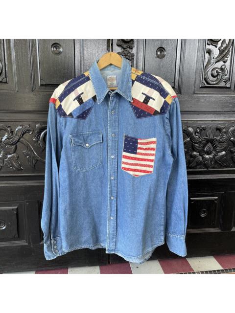 Other Designers Chevignon × Vintage - Vintage Boro Chevignon USA flag western Snap button denim