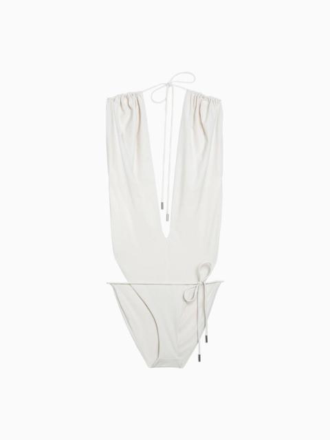 Saint Laurent Creamy White Swimming Costume With Bare Back Women