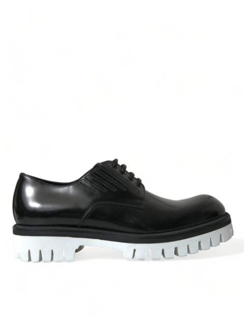 Dolce & Gabbana Dolce & Gabbana Black White Leather Lace Up Derby Dress Shoes