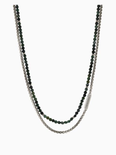EMPORIO ARMANI EMPORIO ARMANI GRASS AGATE STAINLESS STEEL ID NECKLACE
