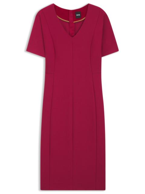 BOSS V-NECK DRESS IN STRETCH FABRIC