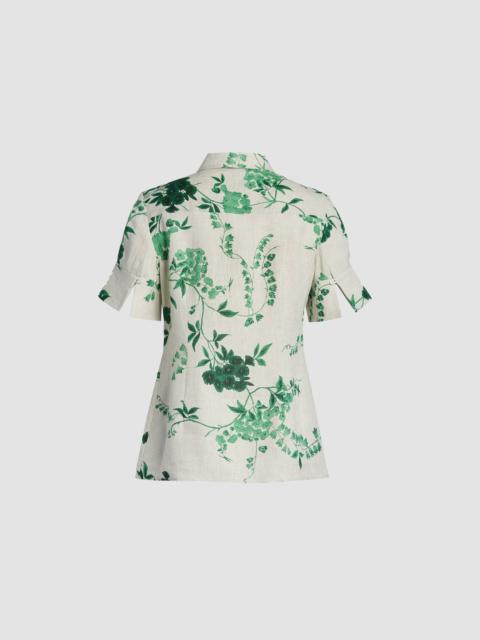 Erdem FLORAL PRINT LINEN SHORT SLEEVE SHIRT