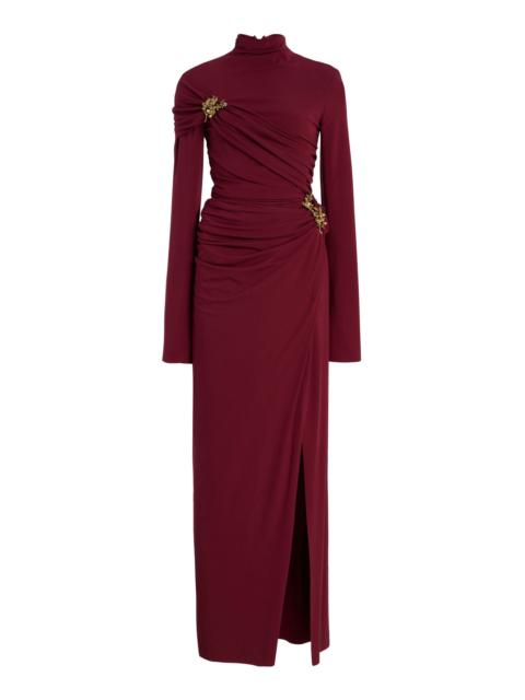 SIMKHAI Izadora Ruched Maxi Dress burgundy