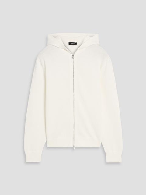 Theory Pointelle-knit cotton hooded cardigan