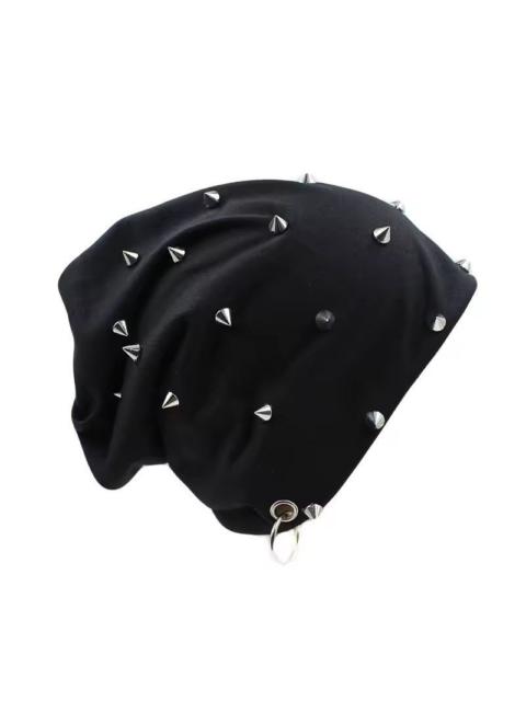 Other Designers Japanese Brand - Punk Spiked Beanie - Black Studded Hat with Ring