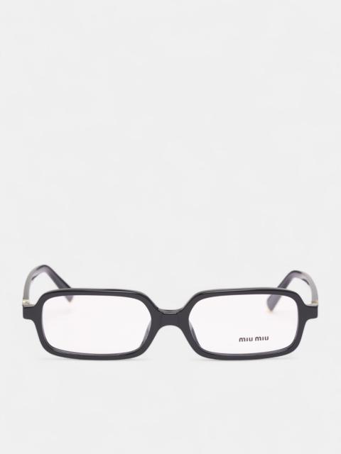 Miu Miu Black Glossy Rectangular Glasses