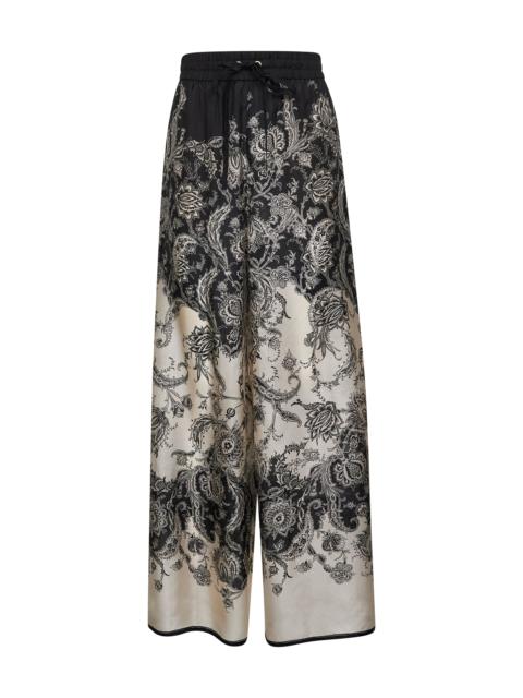 Zimmermann Zimmermann Women Cream And Black Floral Habotai Silk Rhiannon Trousers