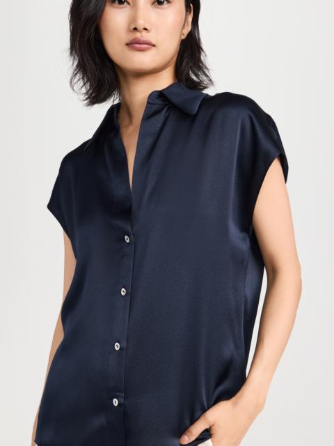 Vince Cap Sleeve Ruched Back Blouse