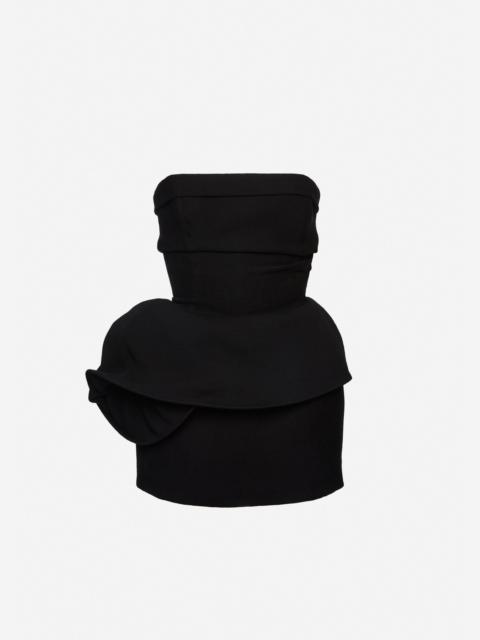 MAGDA BUTRYM Strapless mini dress with sculptural peplum in black