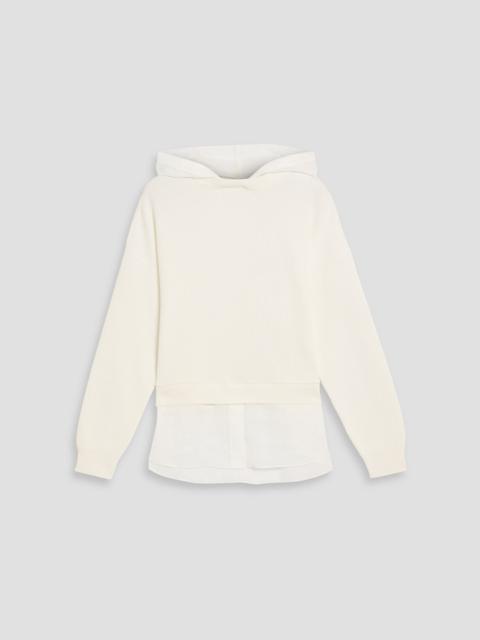 Brunello Cucinelli Layered ribbed cotton and gauze hoodie