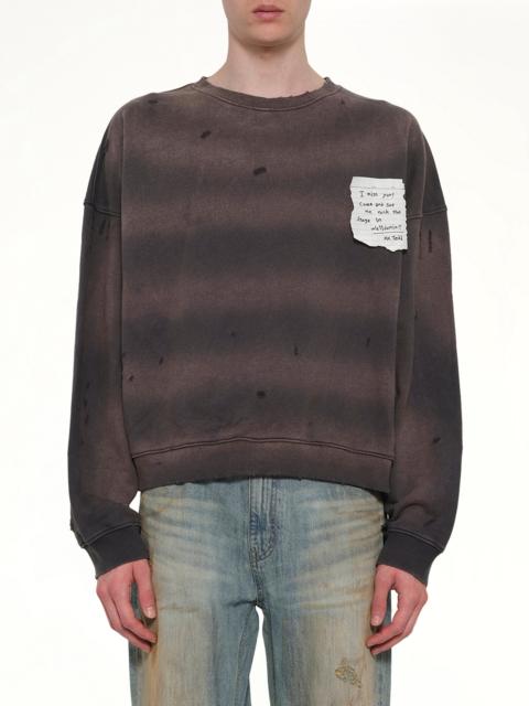 We11done Paper Note Grunge Sweatshirt in Charcoal