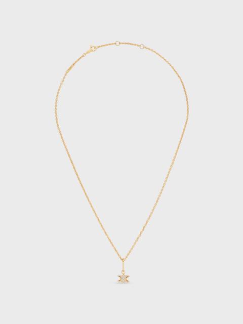 CELINE Triomphe Solitaire Sparkle Necklace in Strass and Brass with Gold Finish