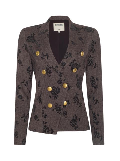 L'AGENCE Bethany Flocked Herringbone Blazer