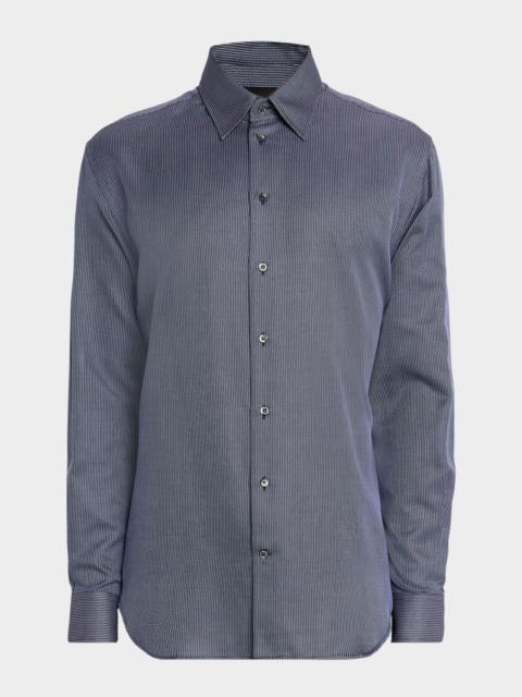 EMPORIO ARMANI Men's Micro-Dot Cotton Modern Fit Sport Shirt