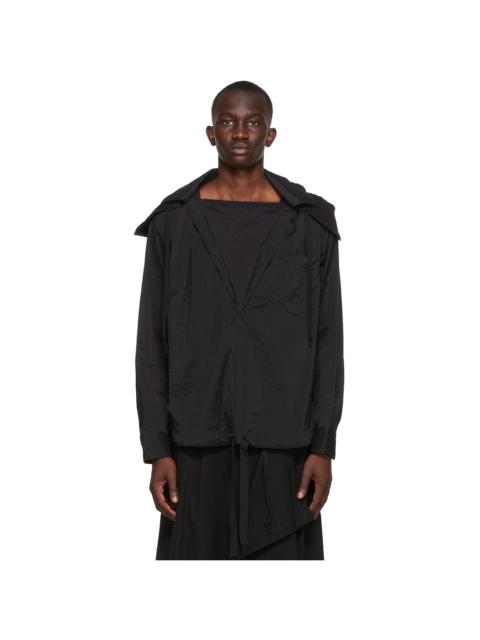 BED J.W. FORD Black Crinkled Nylon Hoodie