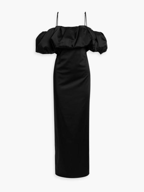 SIMKHAI Dorina cold-shoulder ruffled taffeta maxi dress