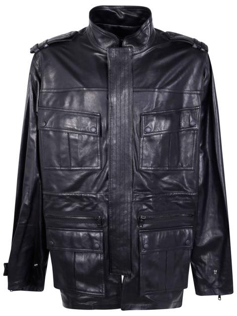 Balmain Lambskin Leather Mid Length Parka