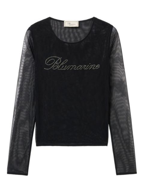 Blumarine embellished mesh top