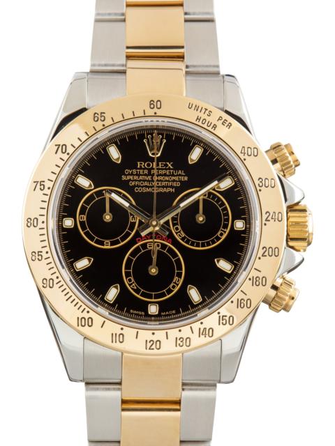 ROLEX Used Two Tone Rolex Daytona Cosmograph Ref 116523 Black Dial