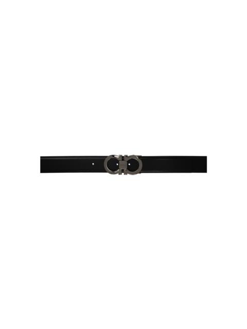 FERRAGAMO Black & Brown Reversible Gancini Belt