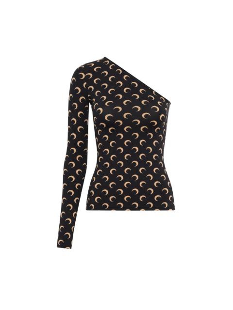 Marine Serre Recycled Moon Jersey Second Skin Asymmetric Top