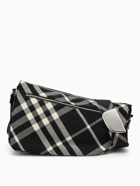 Burberry Shield Large Messenger Bag Black/Calico Cotton Blend With Check Pattern
