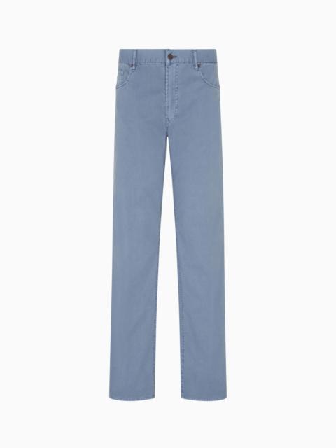 EMPORIO ARMANI J76 STRAIGHT-FIT FIVE-POCKET WASHED TWILL TROUSERS