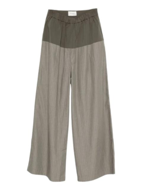 ST. AGNI Relaxed Splice Pants in Khaki Pinstripe