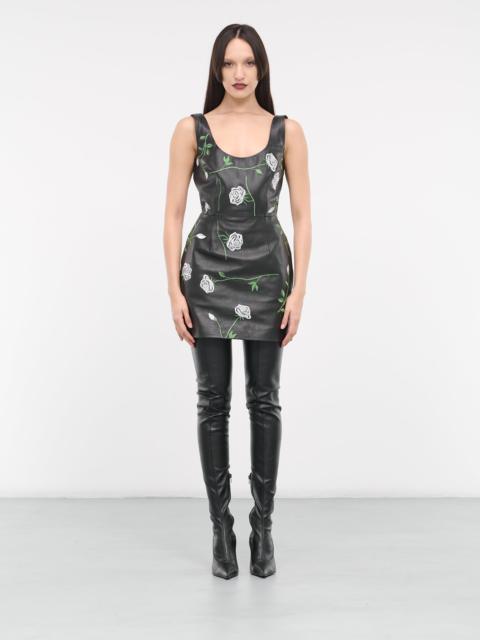 MAGDA BUTRYM Floral Embroidered Leather Dress