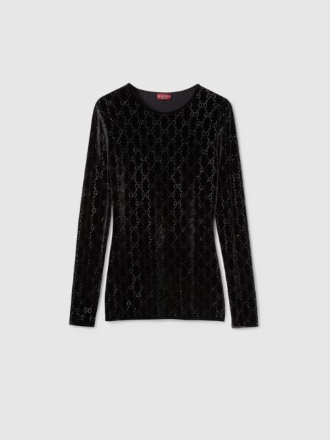 GUCCI Embroidered stretch chenille top