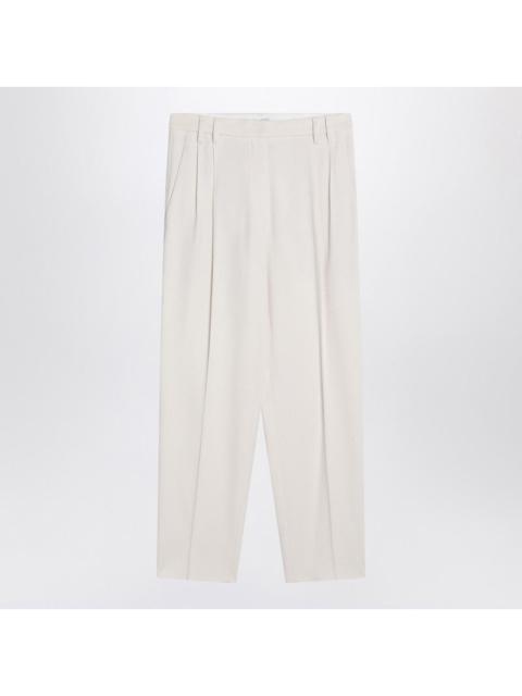 Brunello Cucinelli Ivory Trousers In Viscose Women
