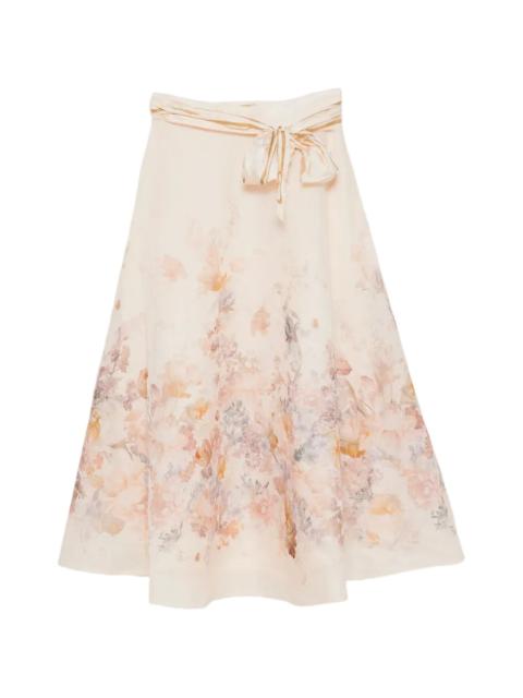 Zimmermann Ascent Circle Midi Skirt in Cream Floral